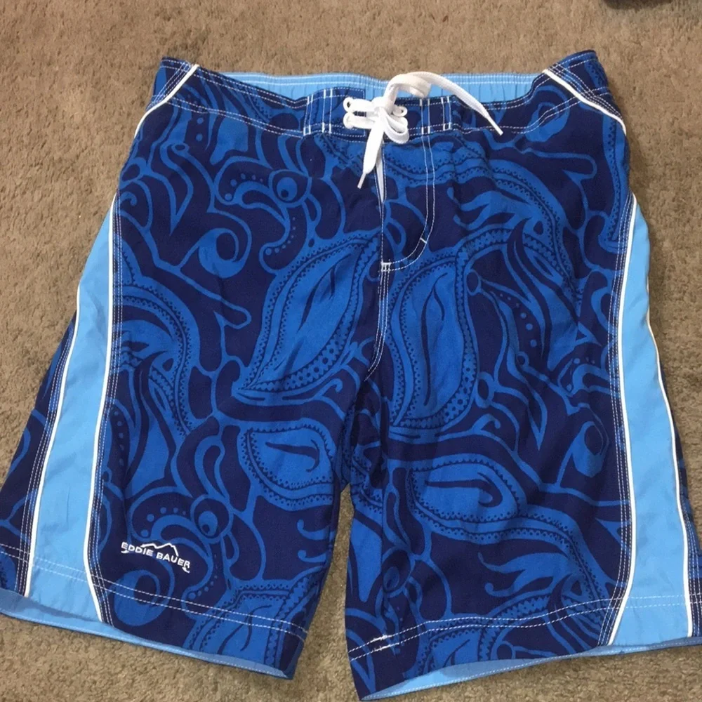 Eddie Bauer Blue Board Shorts Shark Reef